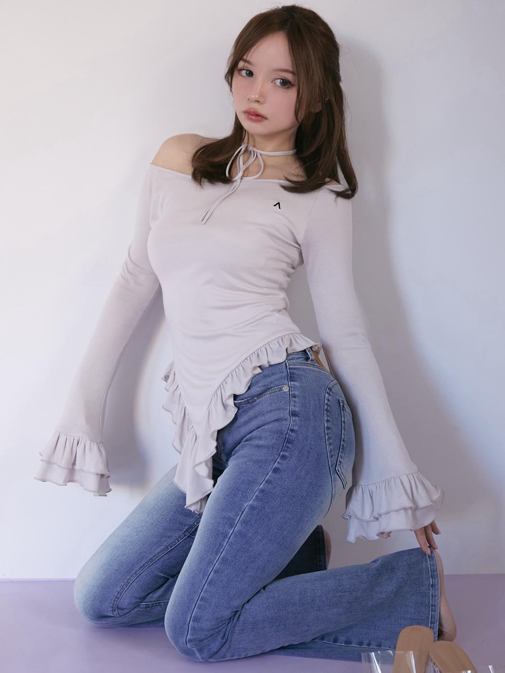 Heart hip flare denim