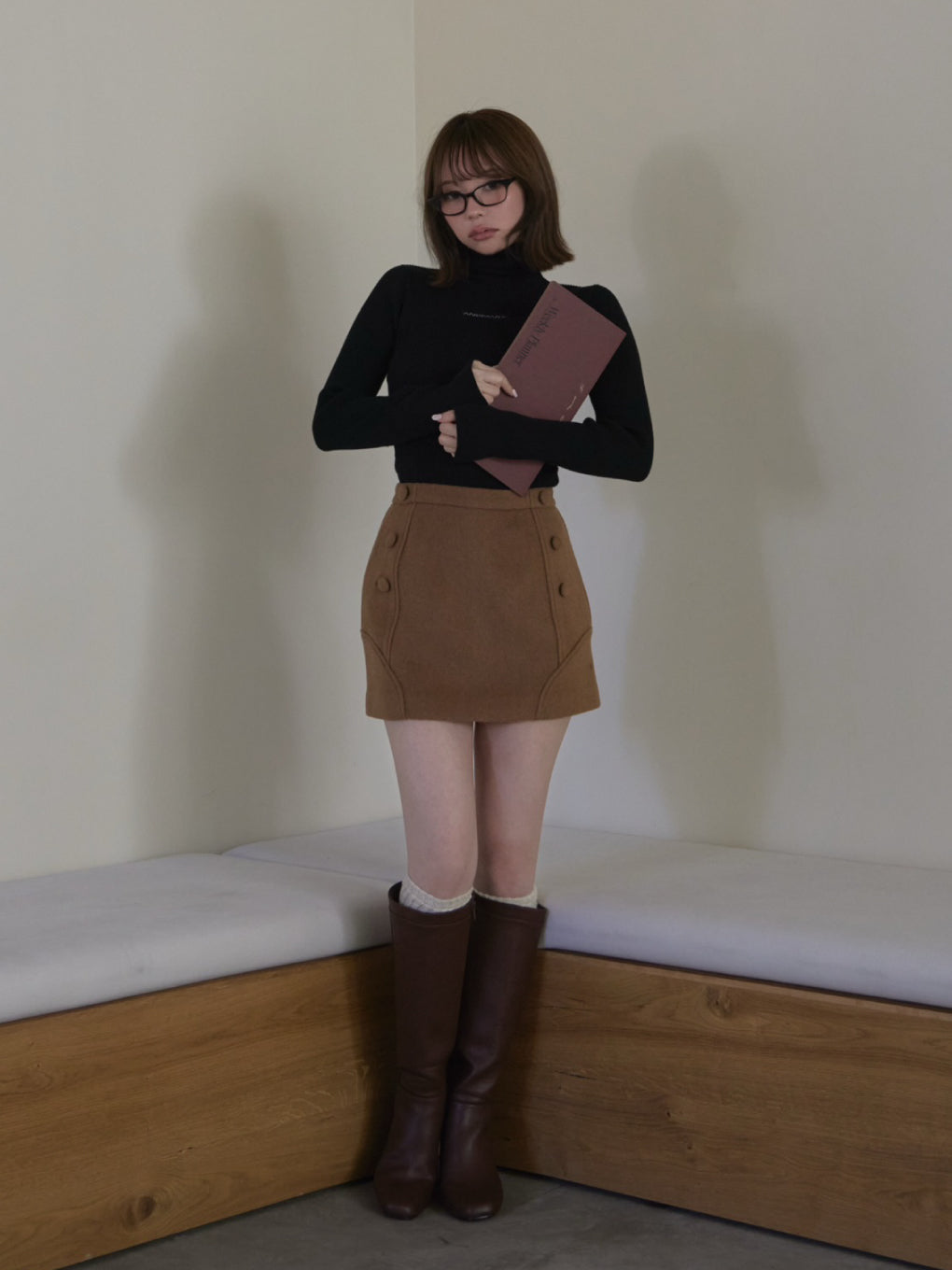 Jacquard turtleneck tops
