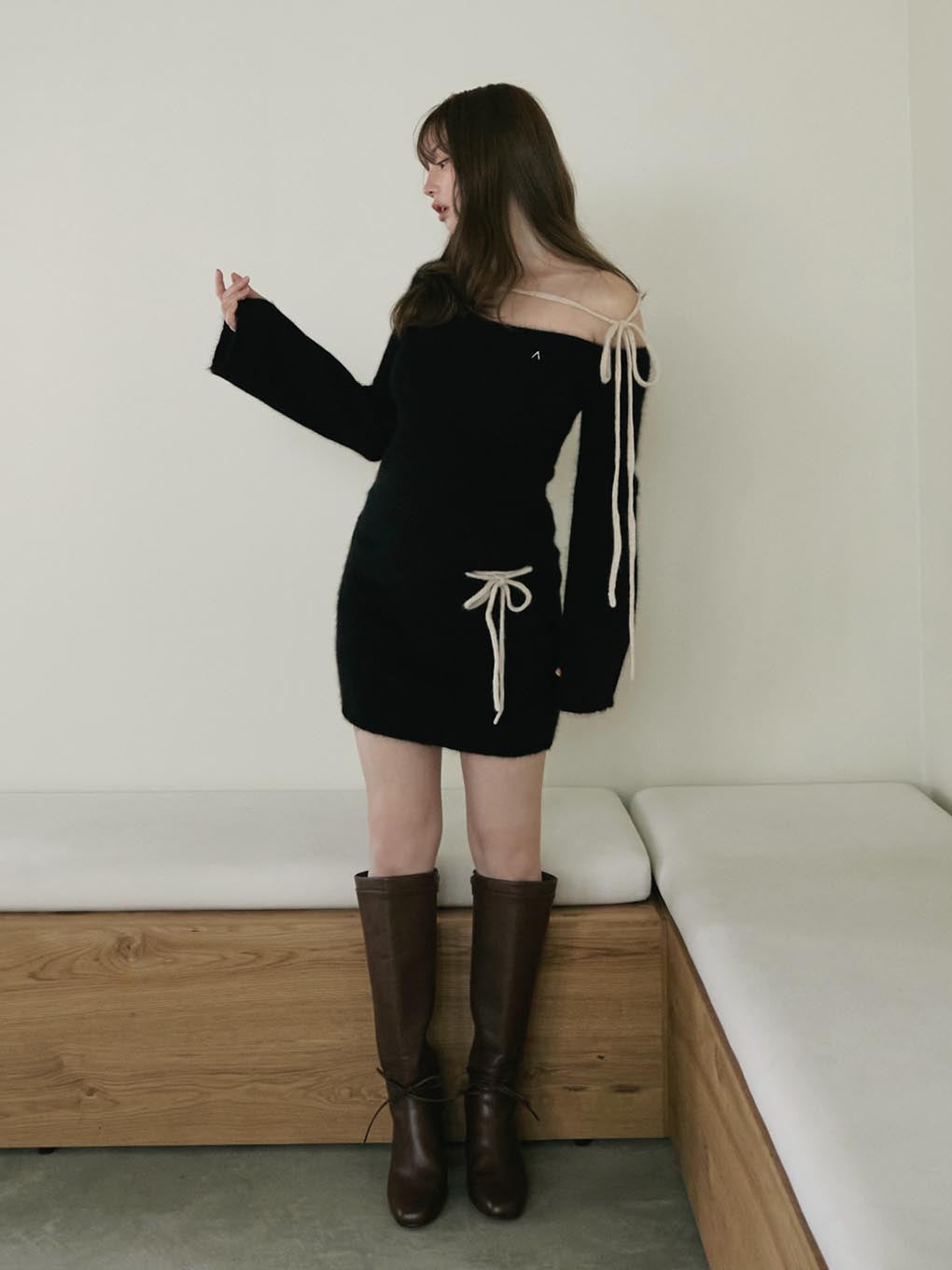 Furry racoon knit set up