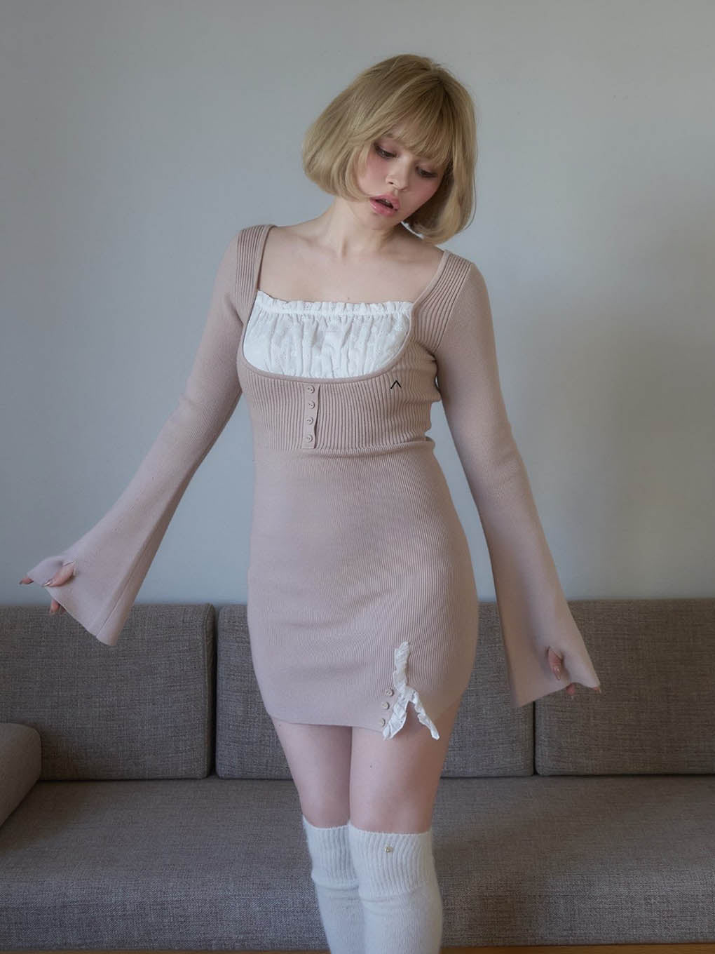 Poppy lace mini dress