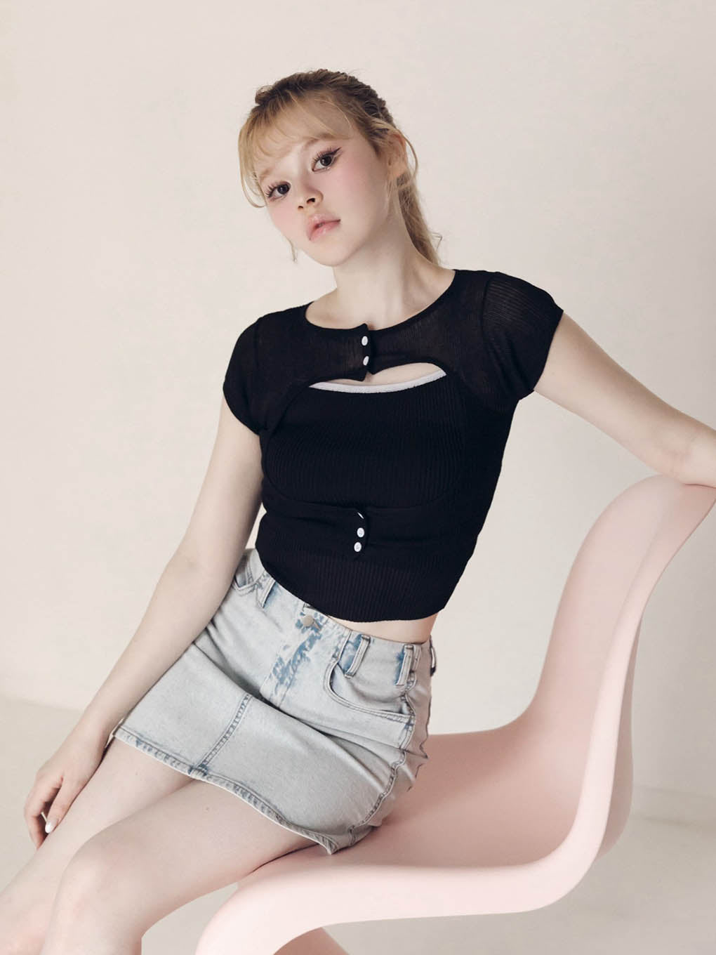 Elf button knit tops