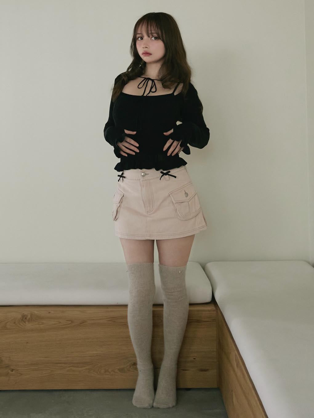 Crochet frill knit tops