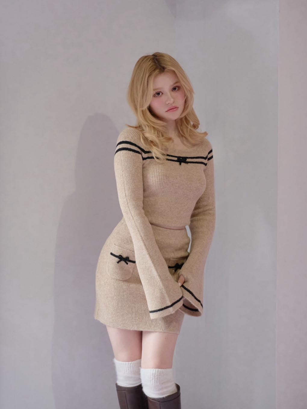 Blair ribbon knit skirt