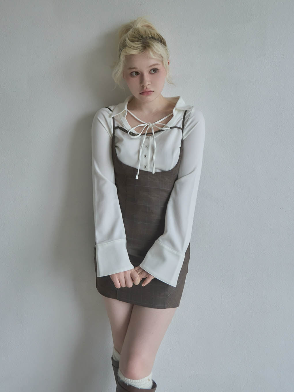 Betty layered check dress