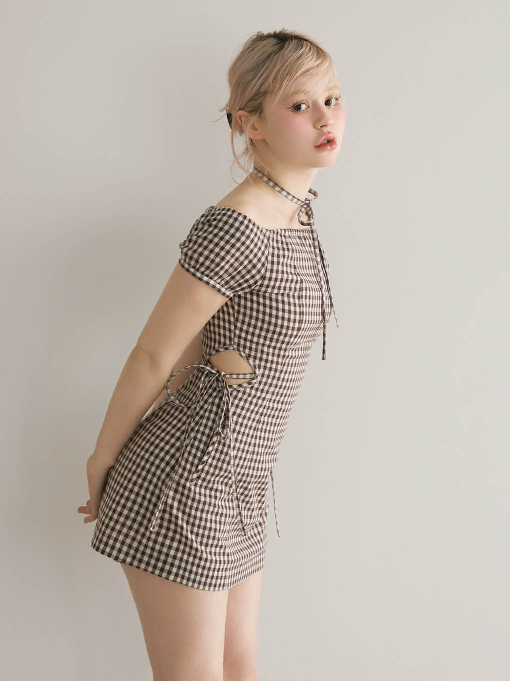 Becky check mini dress