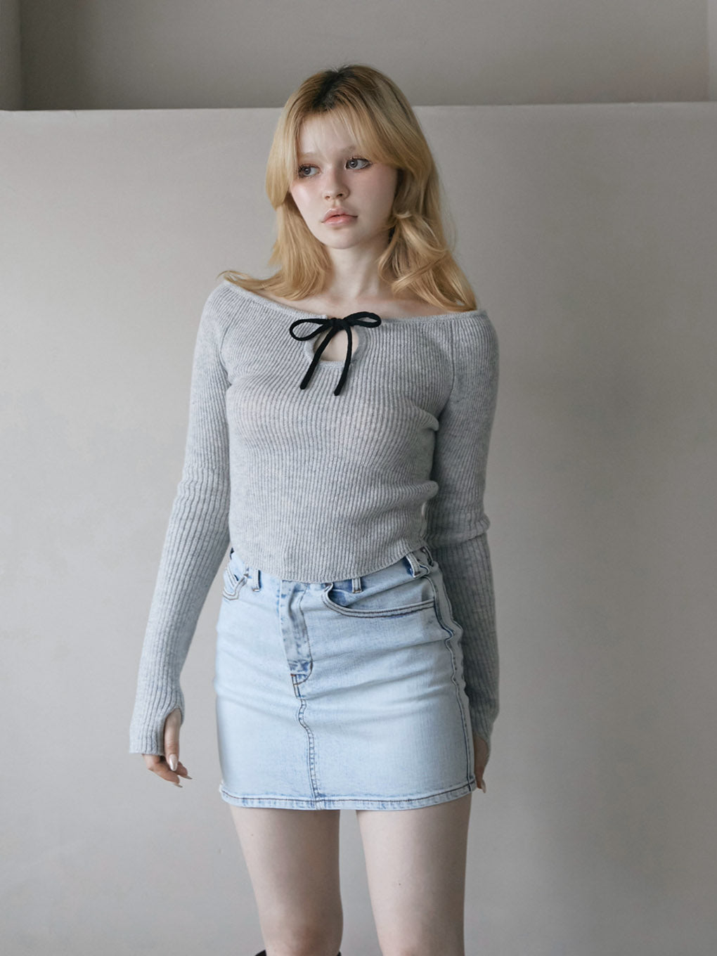 Heart hip denim skirt
