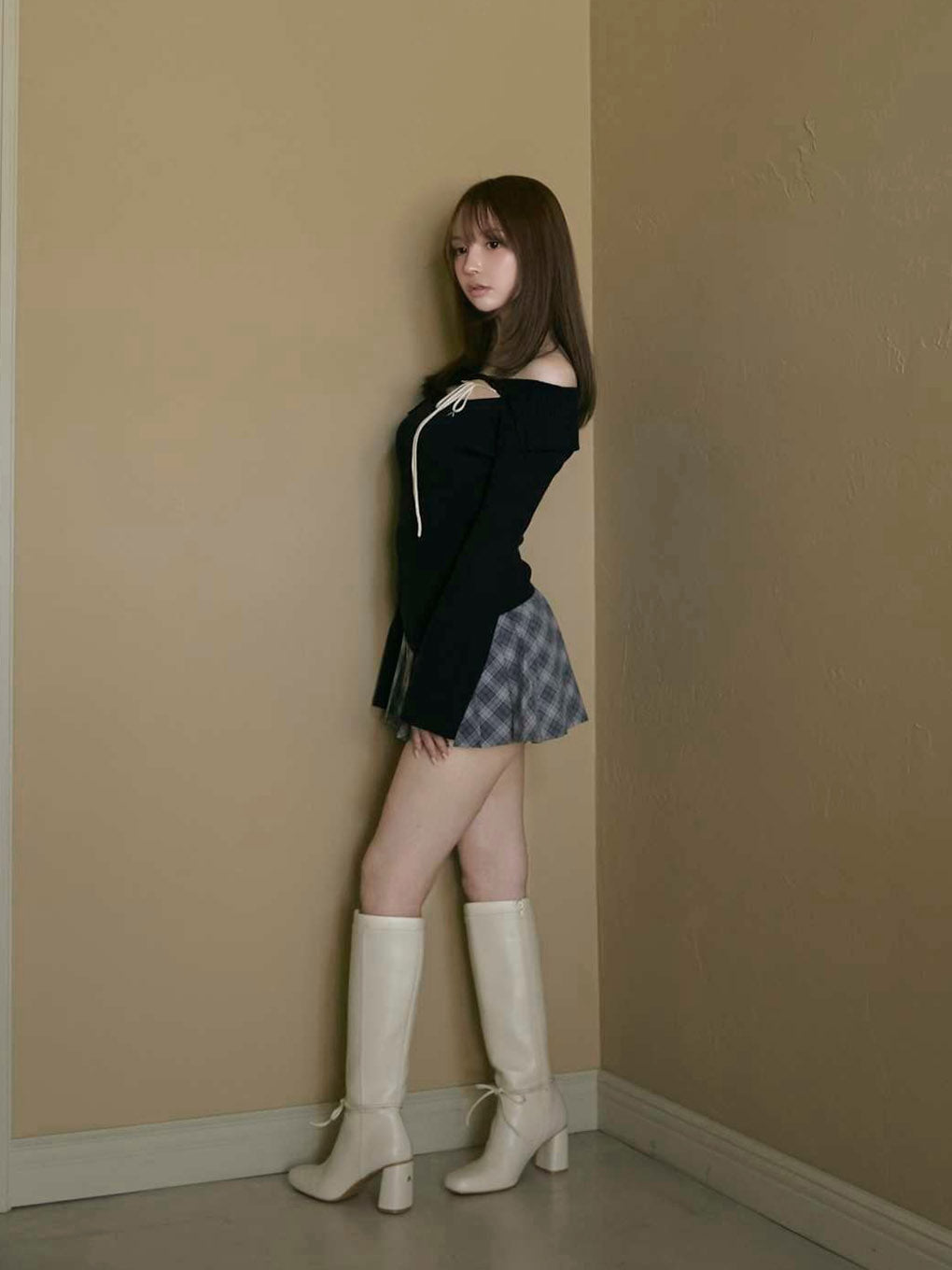 Elina ribbon long boots