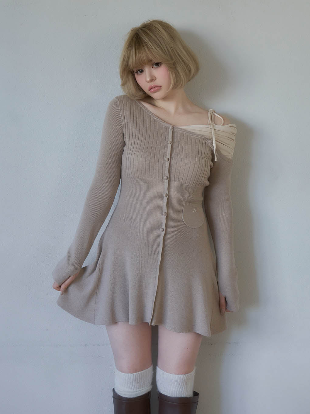 Helen knit flare mini dress