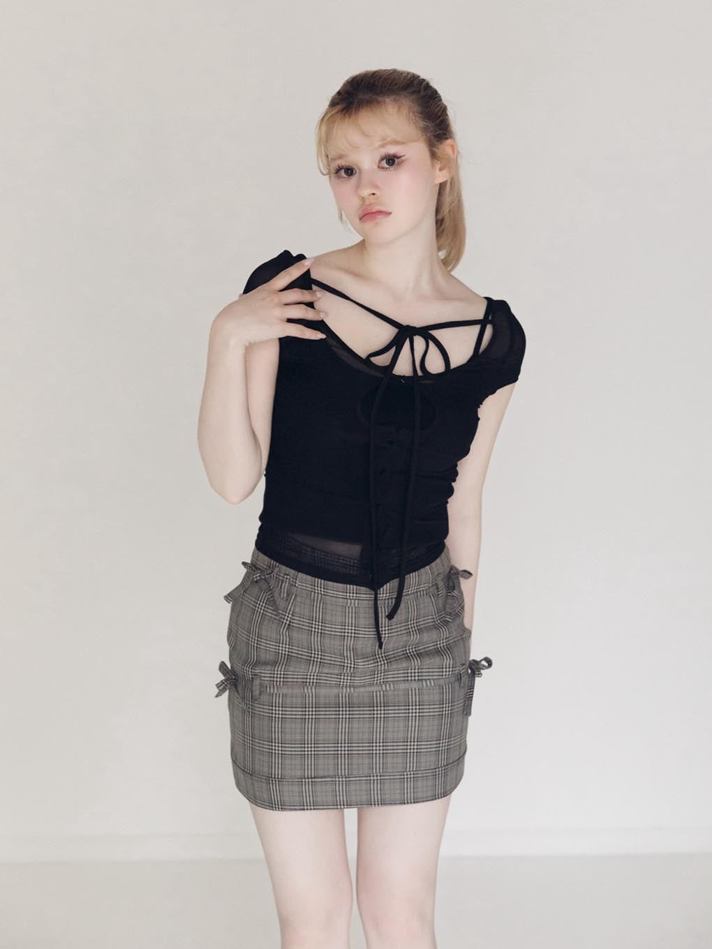 Hanna check mini skirt