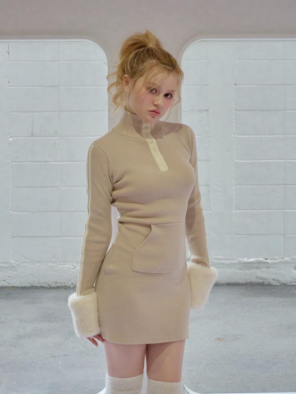 Zoe fur mini dress