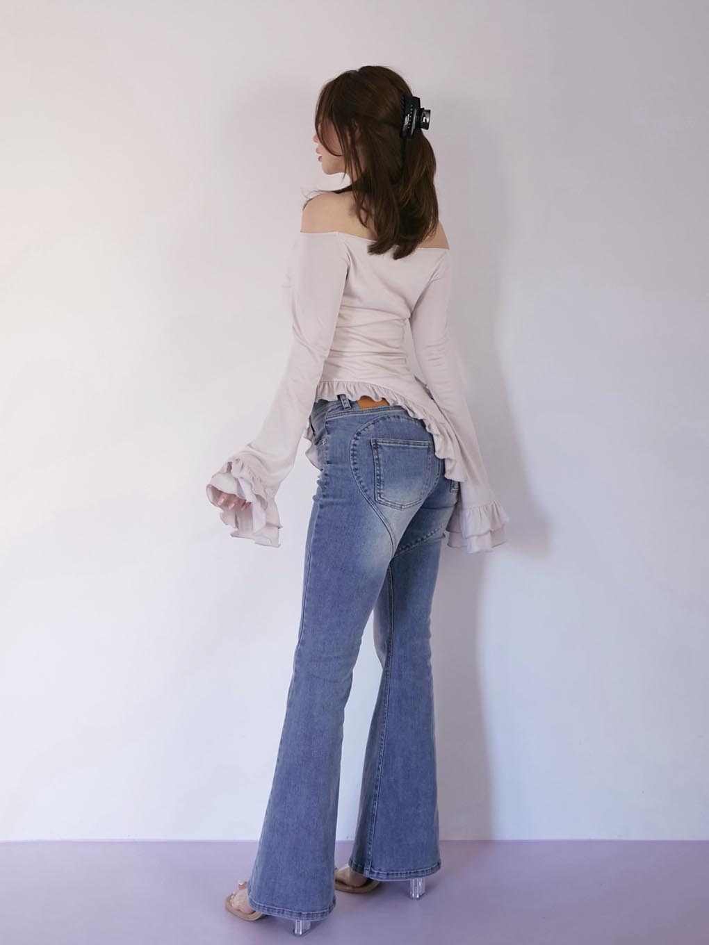 Heart hip flare denim