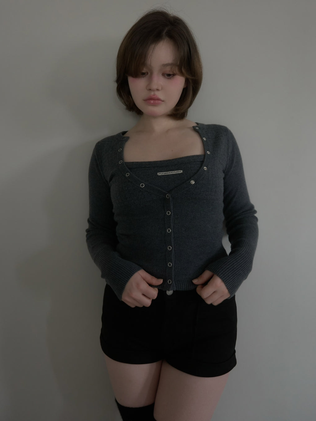 Waffle cardigan set tops