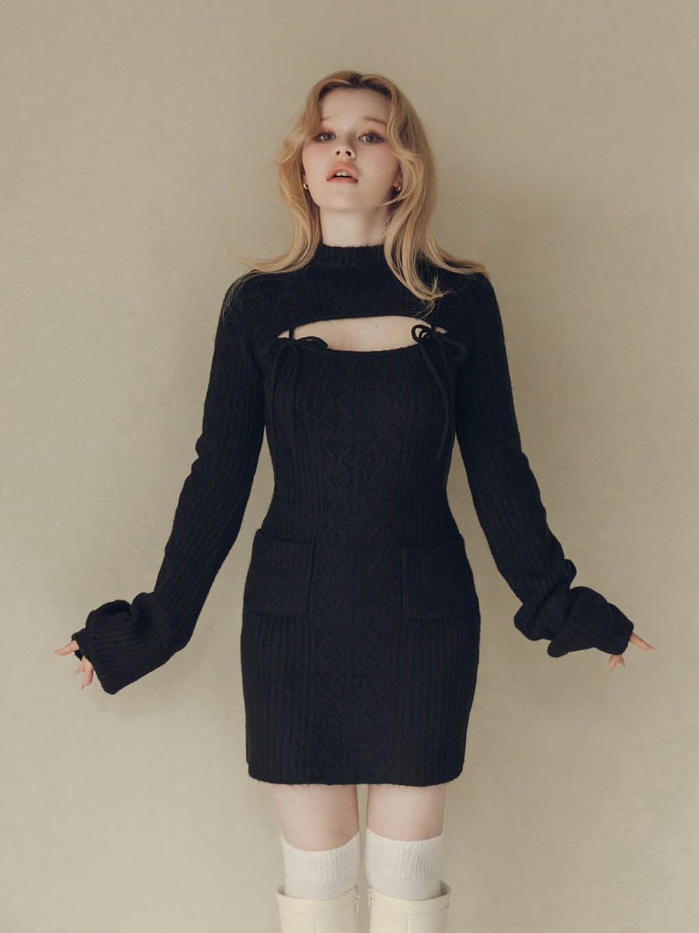 Bebe ribbon mini dress