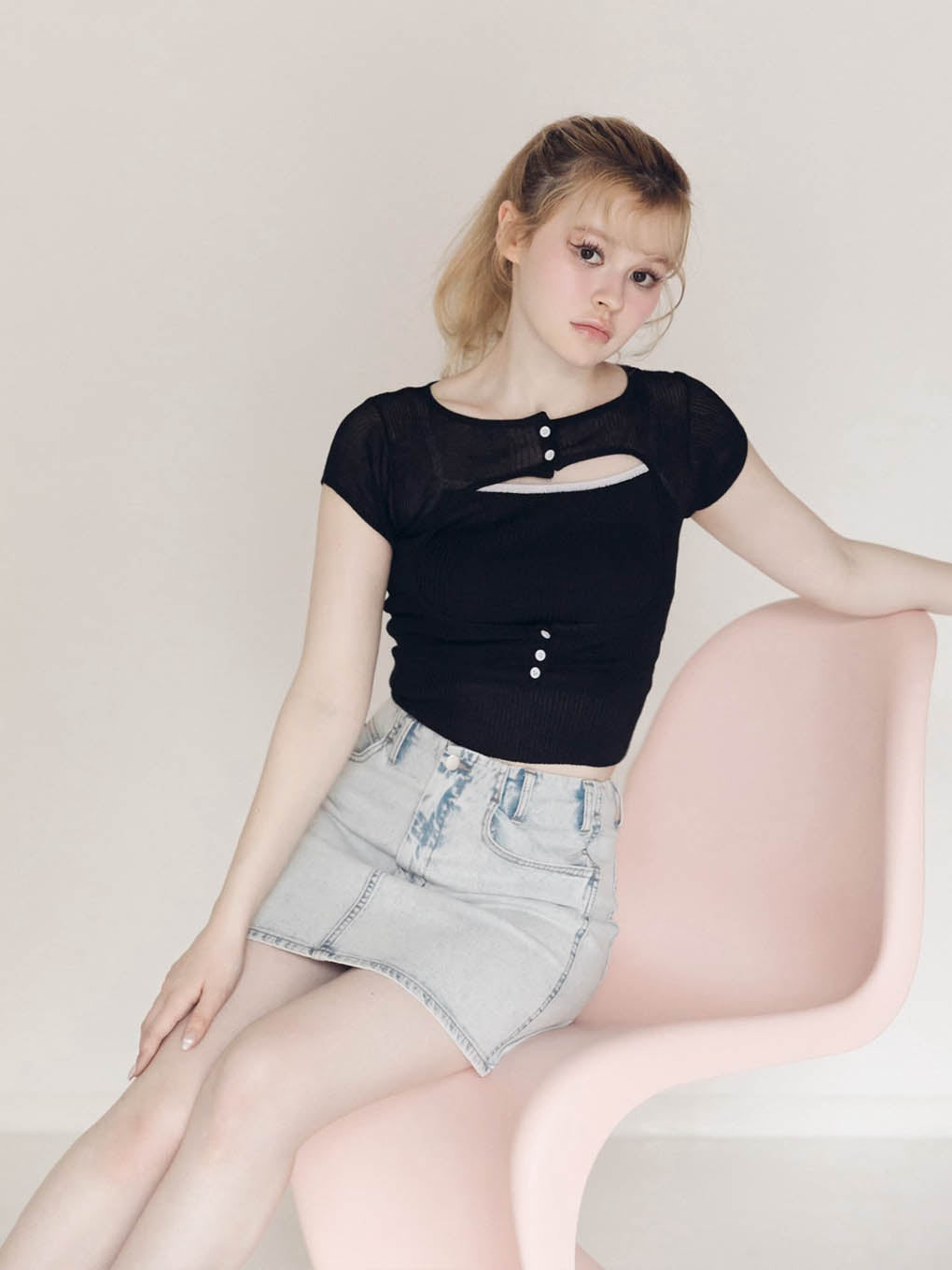 Elf button knit tops