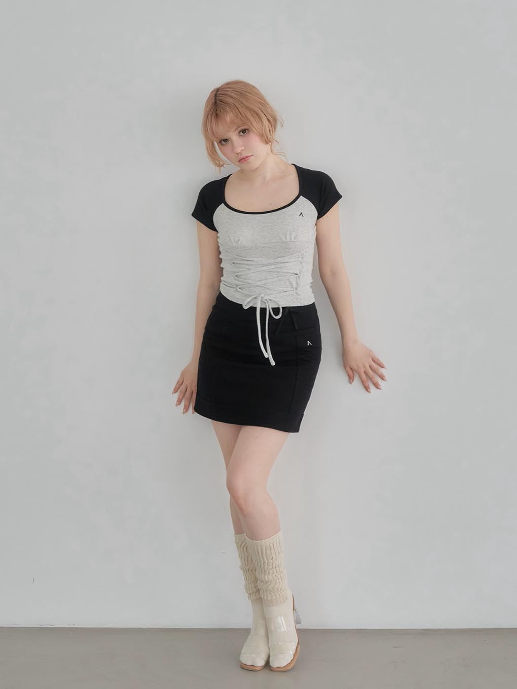 Lara ribbon mini skirt