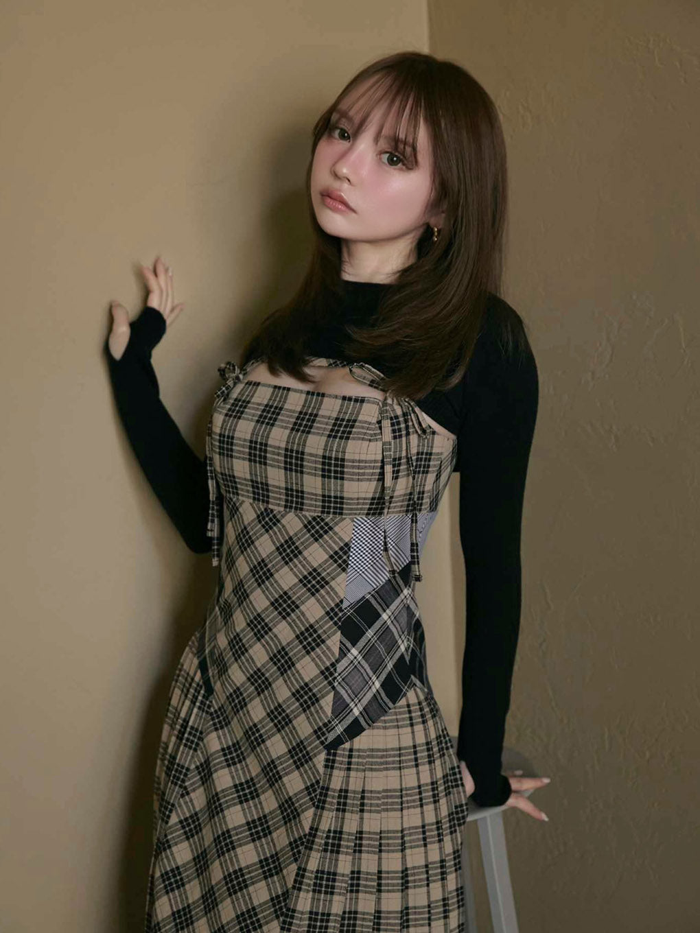 Nadia check long dress