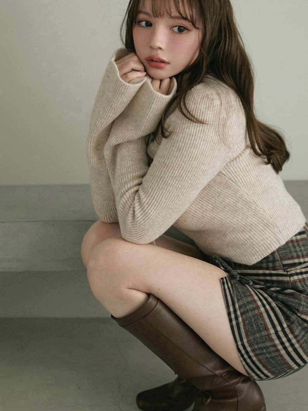 Monica check mini skirt