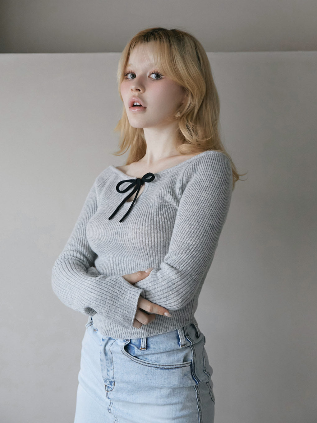 Heart hip denim skirt