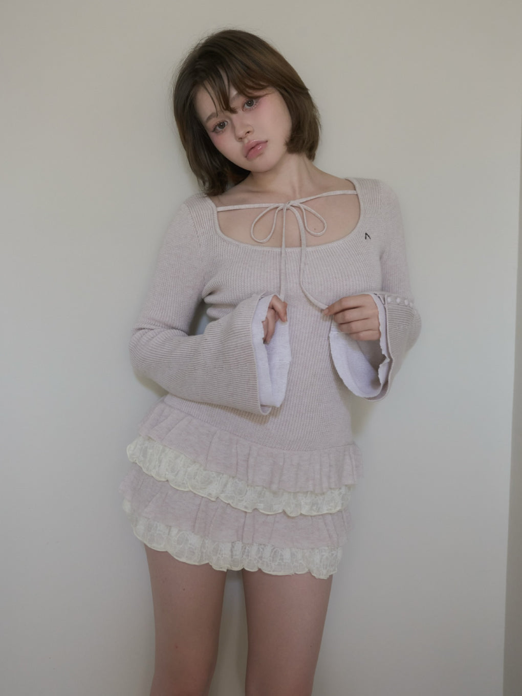 Aletta frill mini dress