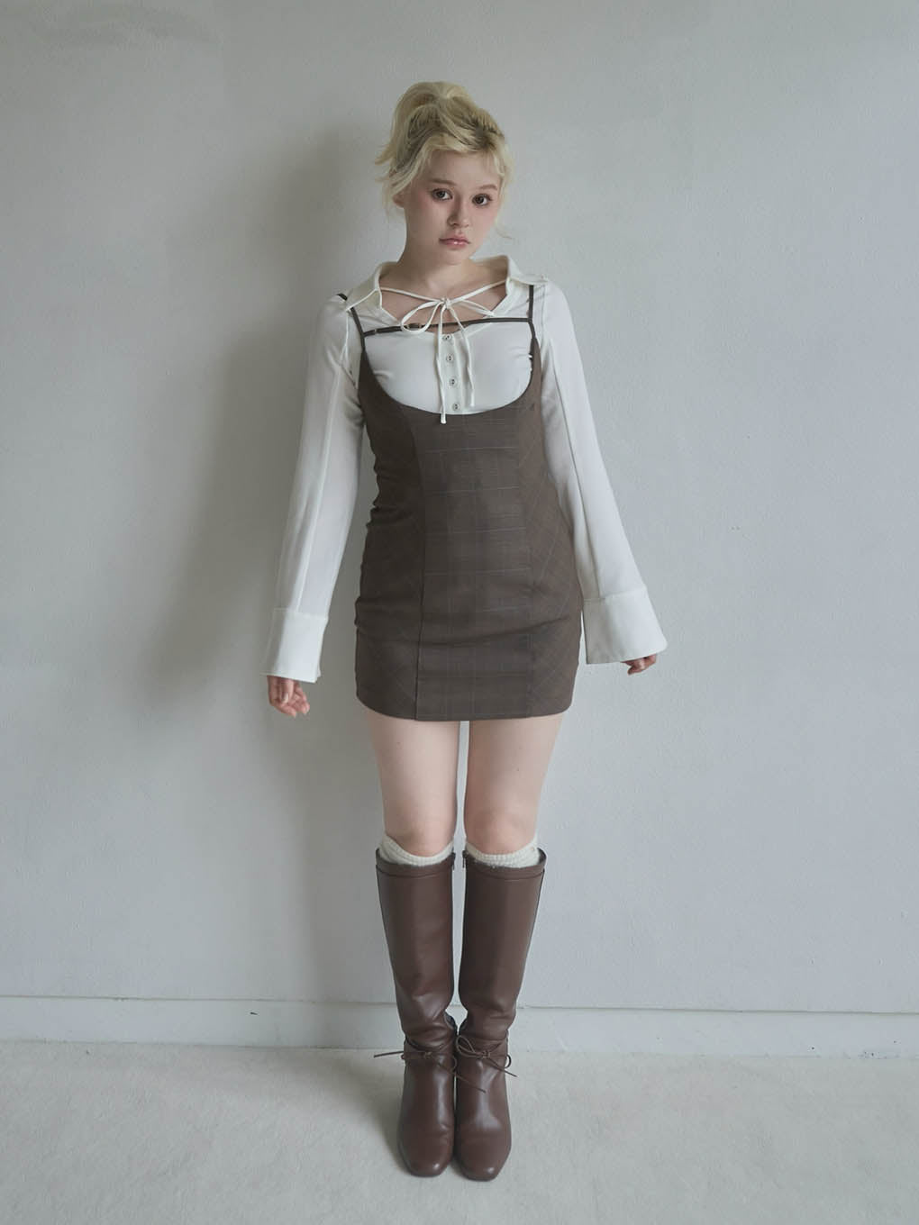 Betty layered check dress