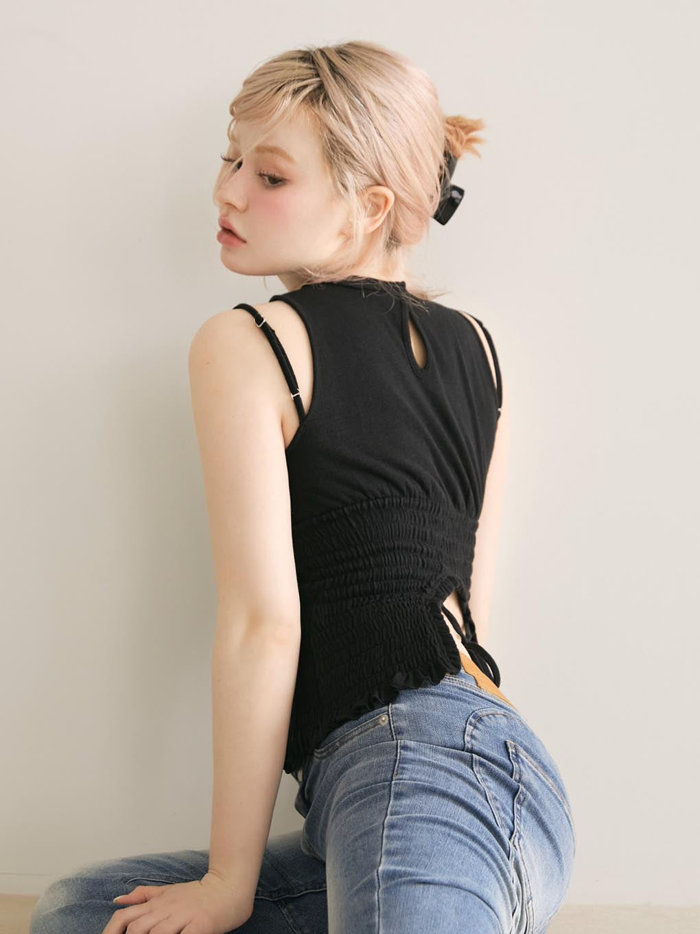 Ami shirring logo tops