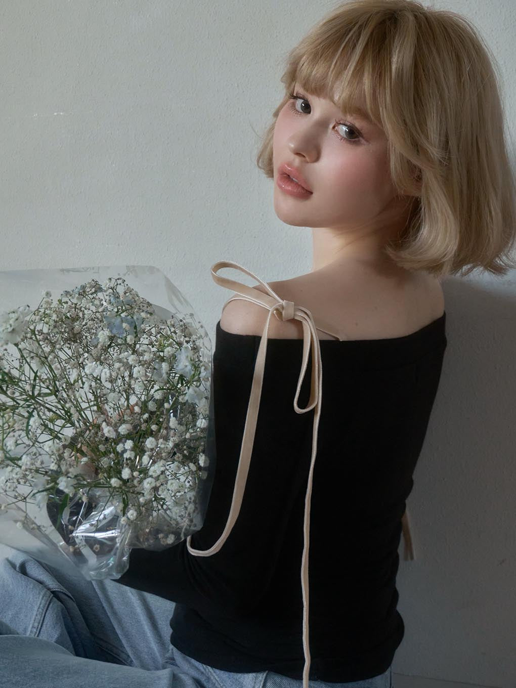 Velour ribbon tops