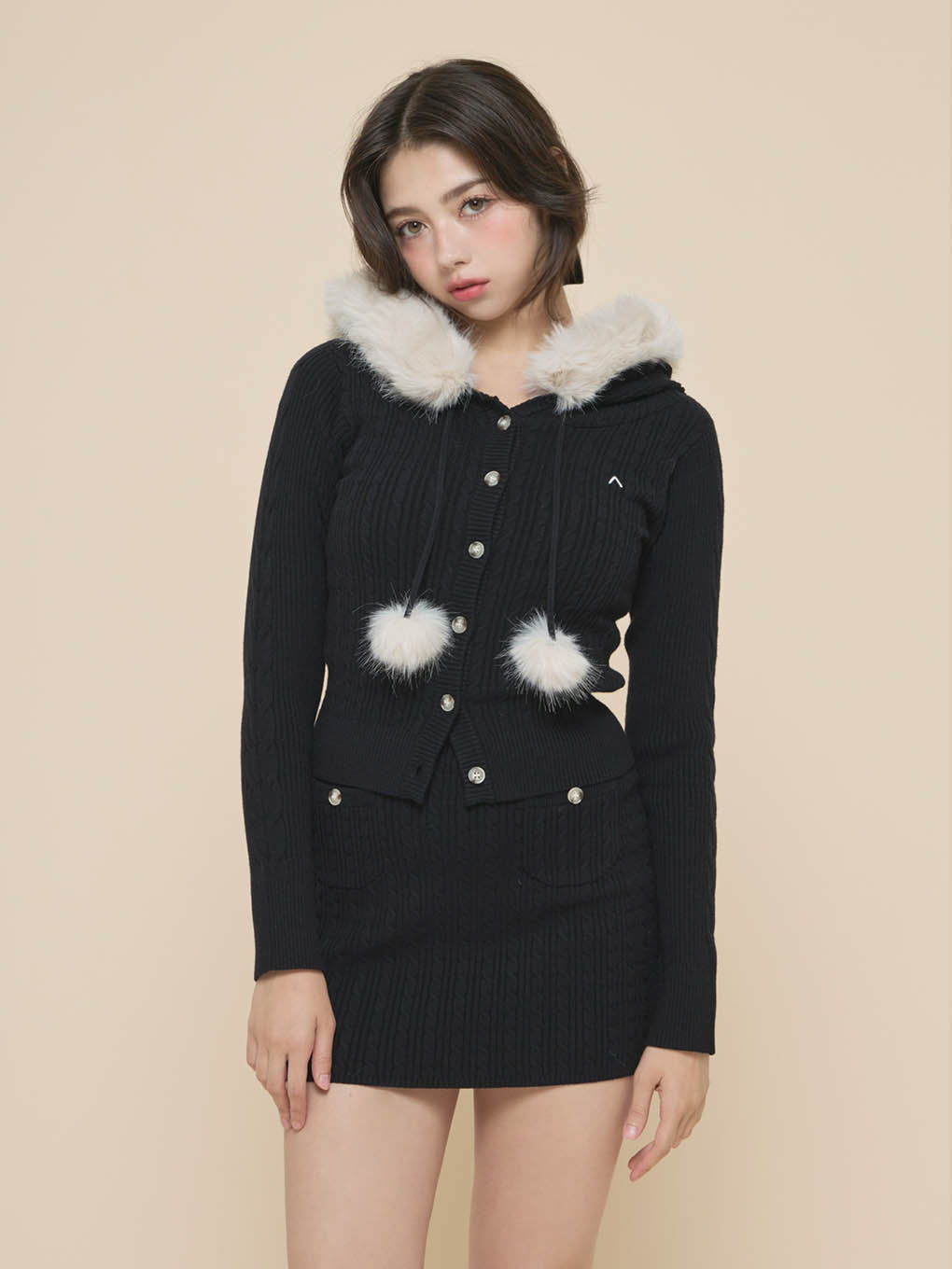 Reo fur knit set up