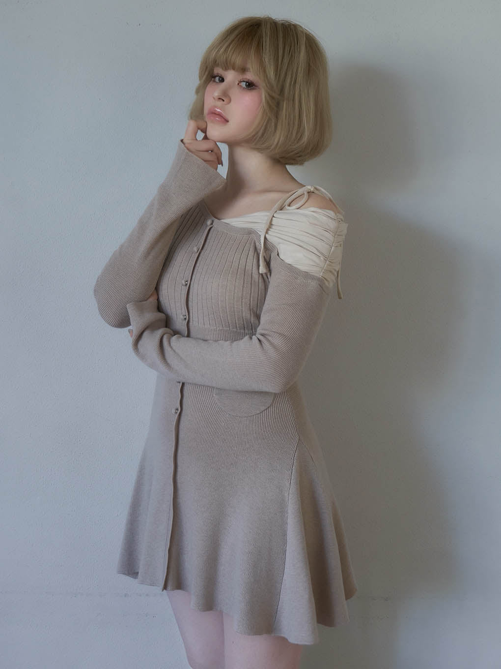 Helen knit flare mini dress