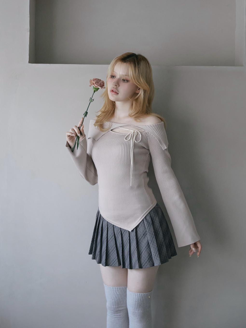 Audrey check mini skirt