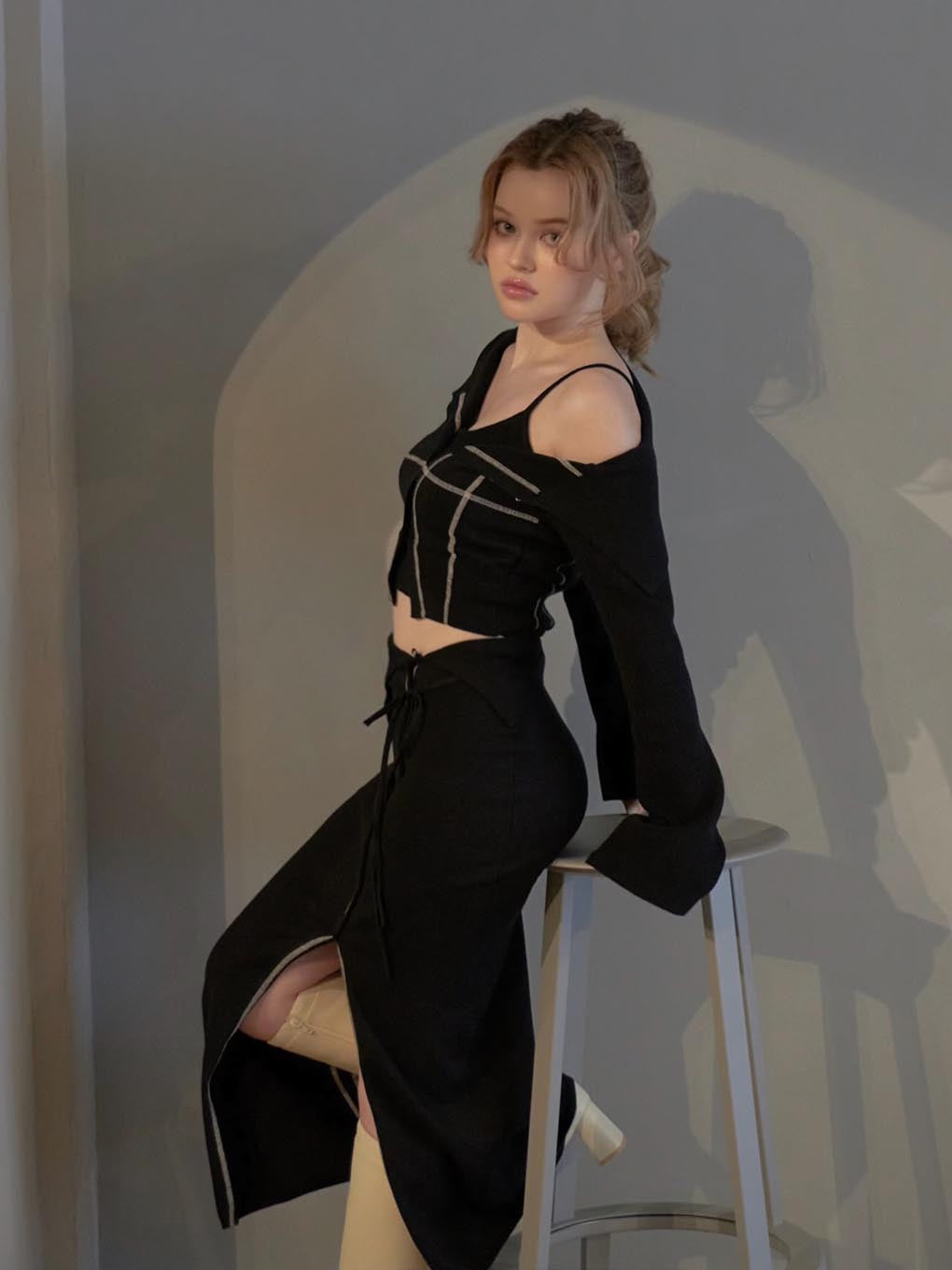 Belinda knit slit skirt