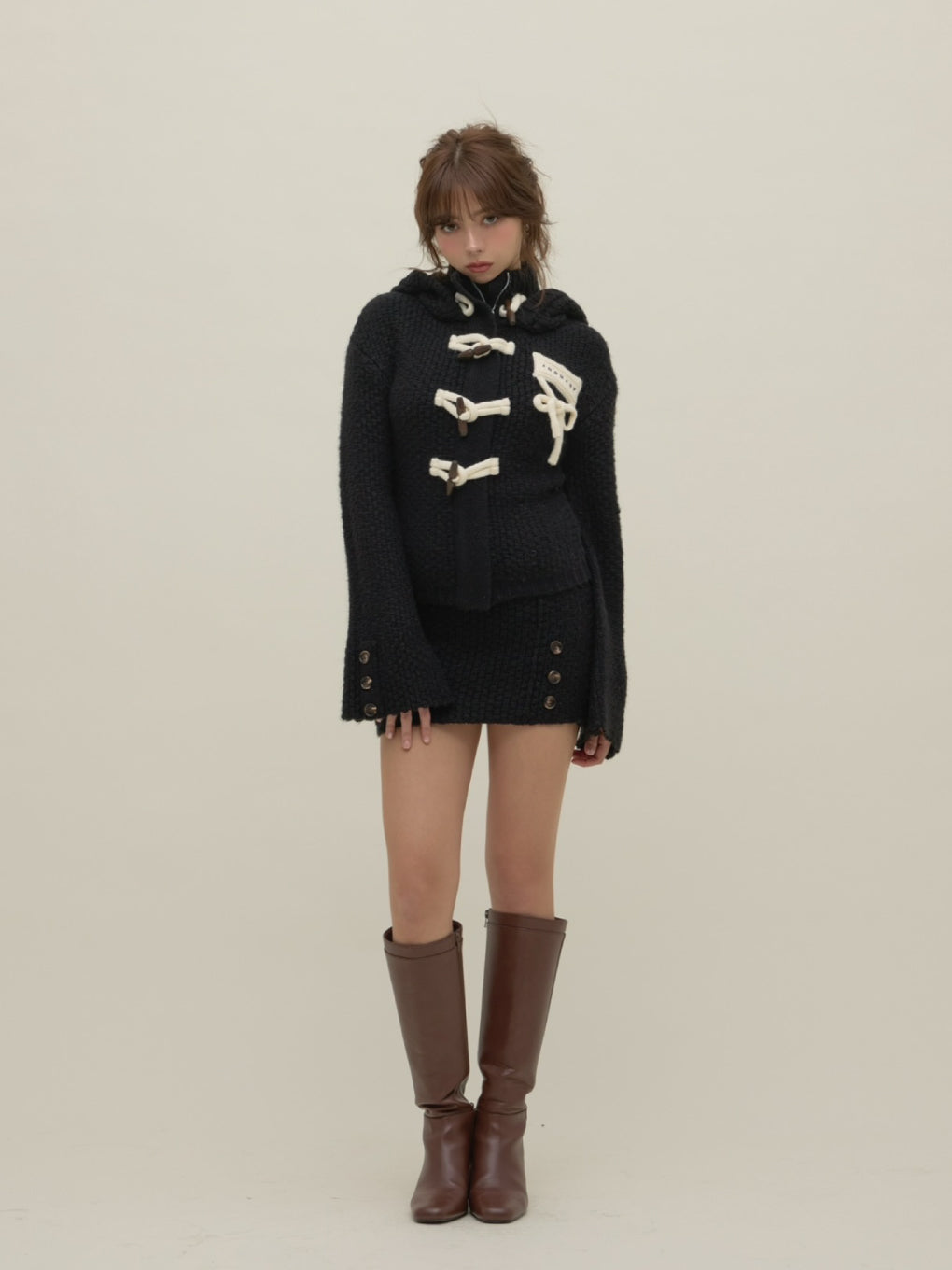 Cable knit jacket set up