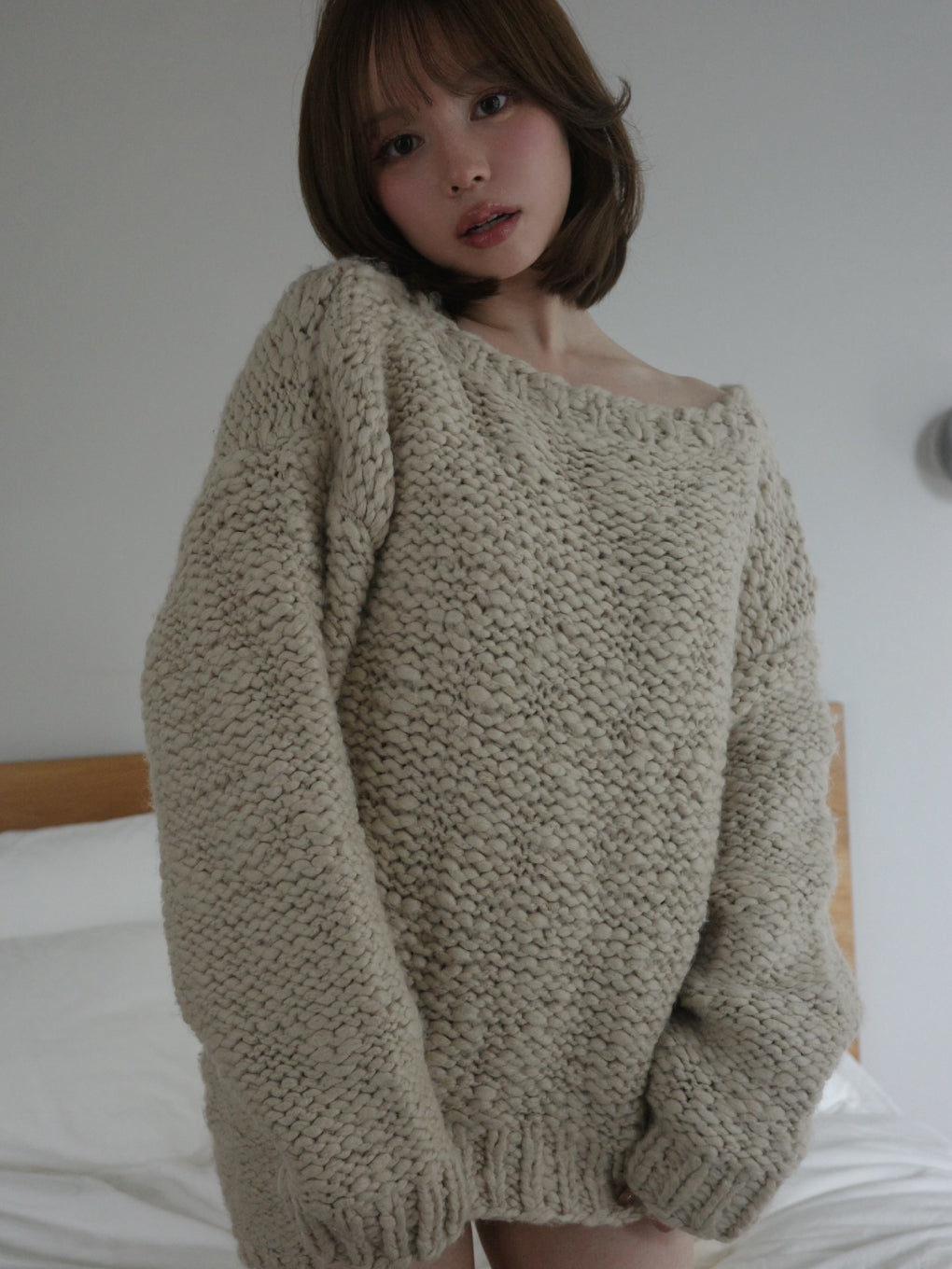 Fluffy handknit set up
