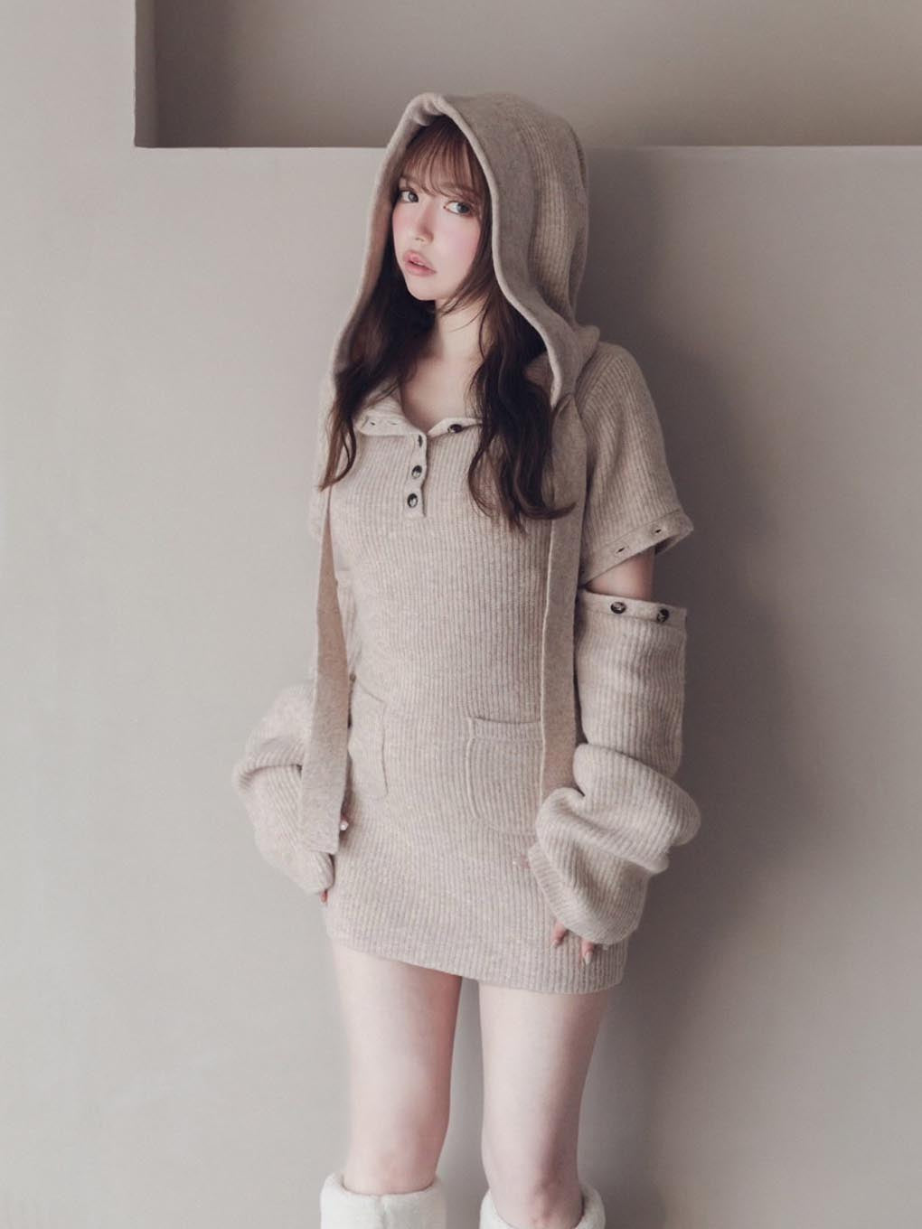 Alma button mini dress