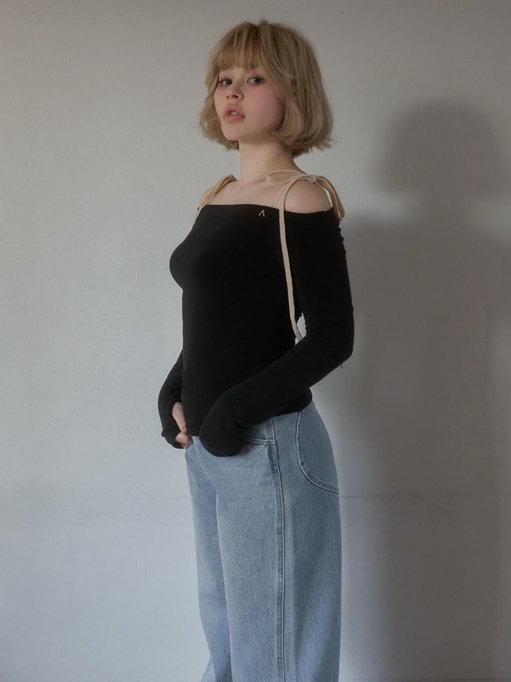 Velour ribbon tops