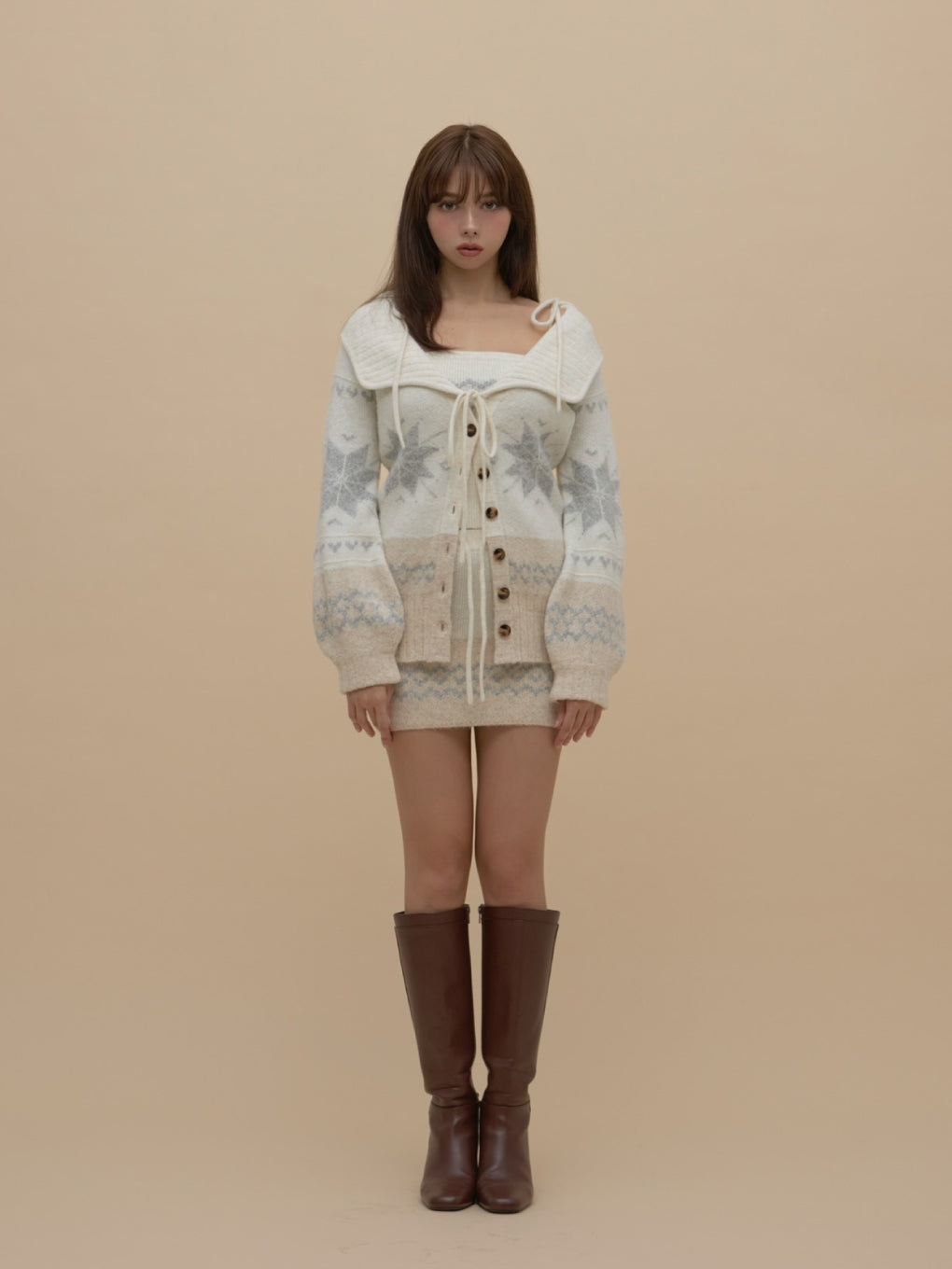 Heart nordic cardigan set up