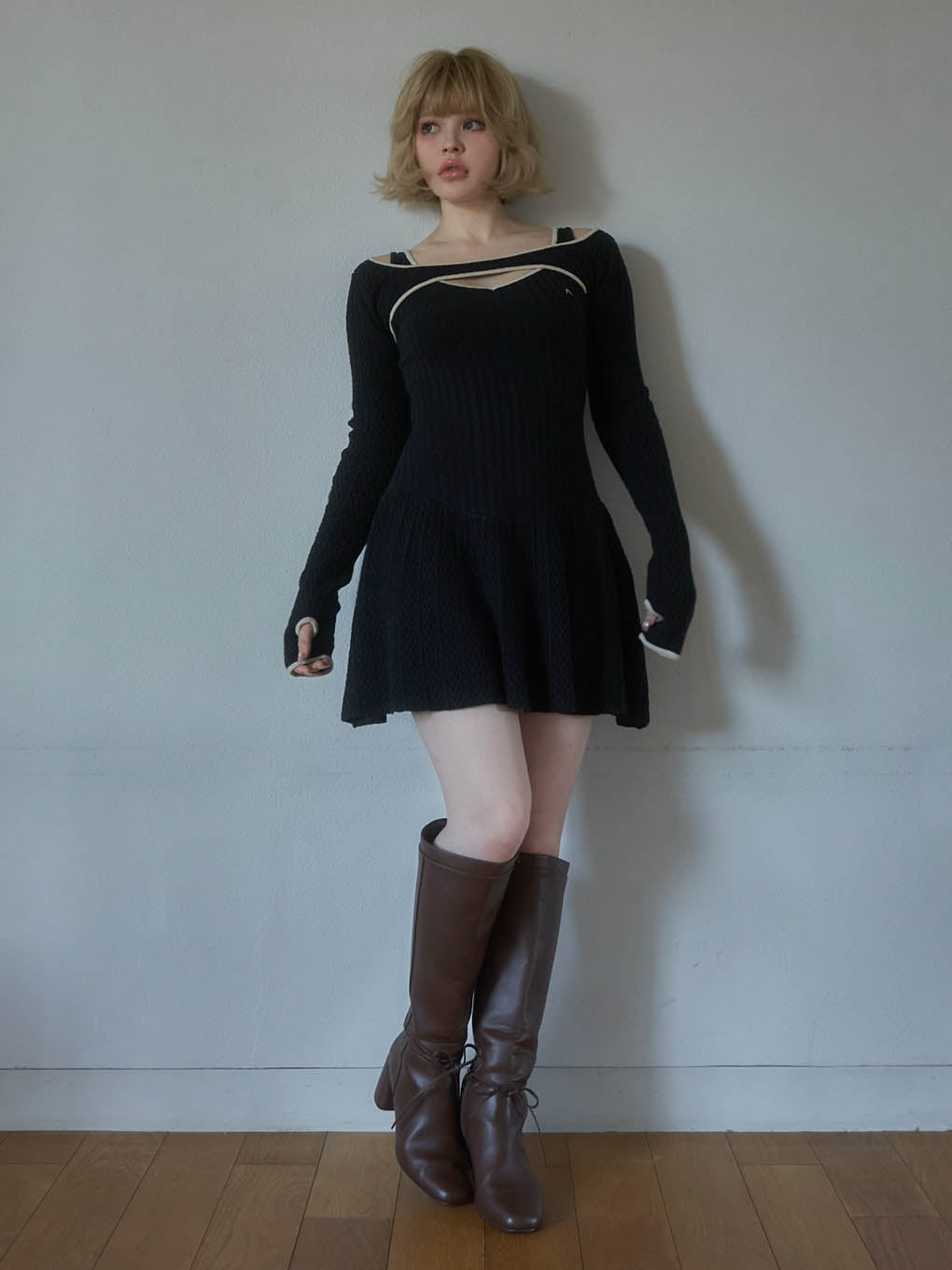Nana cable flare mini dress
