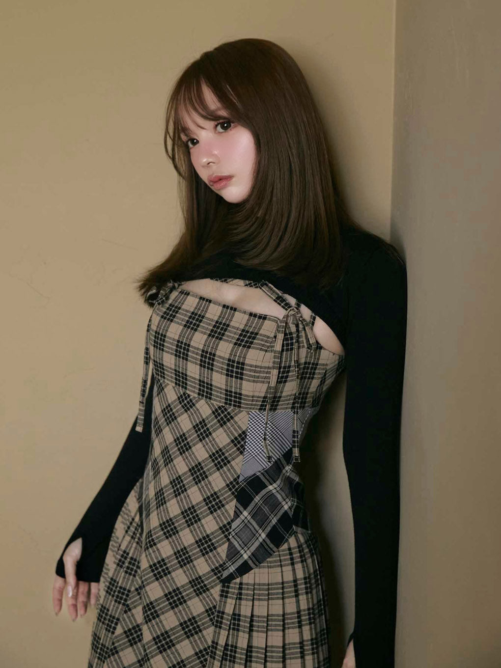 Nadia check long dress