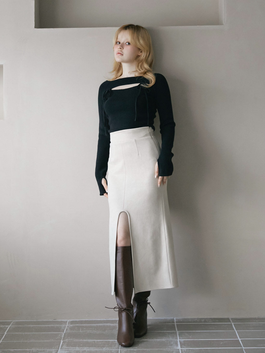 Elina ribbon long boots