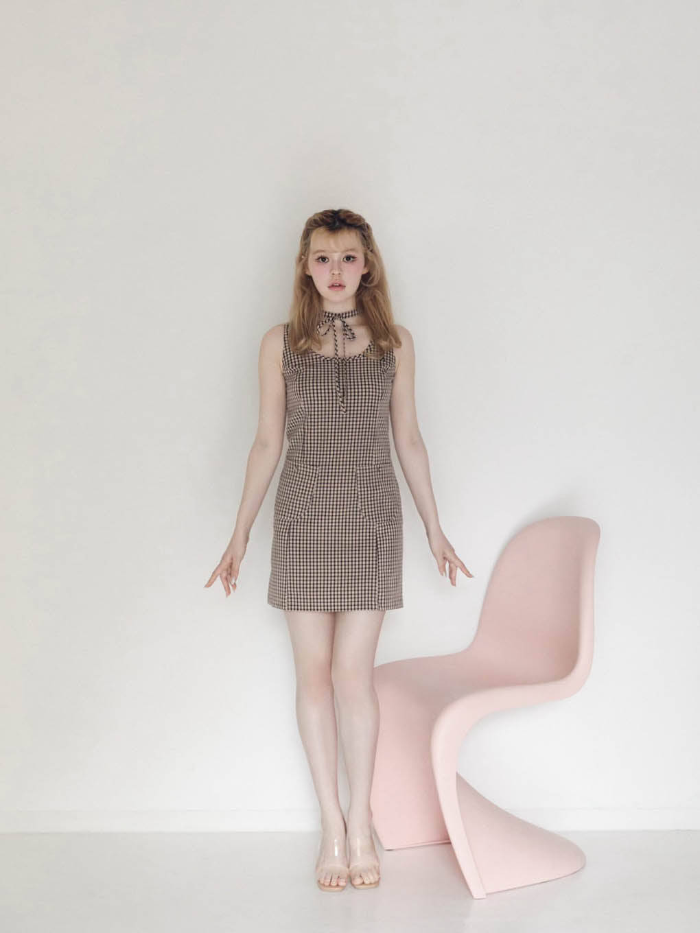 Natalie check mini dress