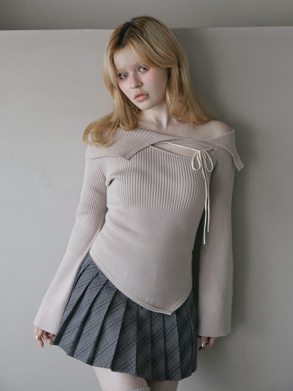 Audrey check mini skirt