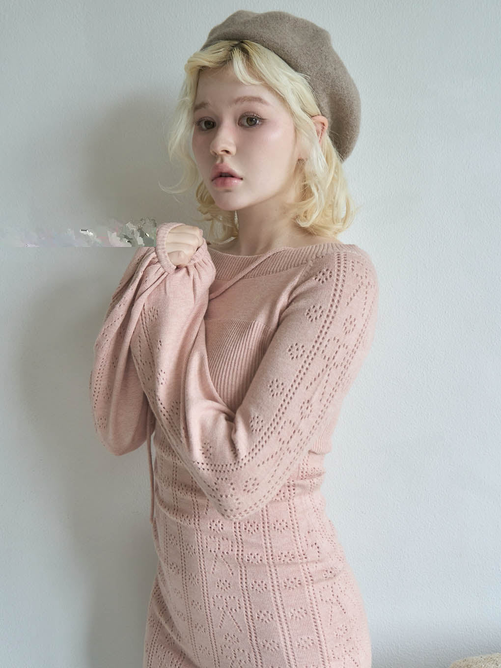 Ribbon crochet knit dress