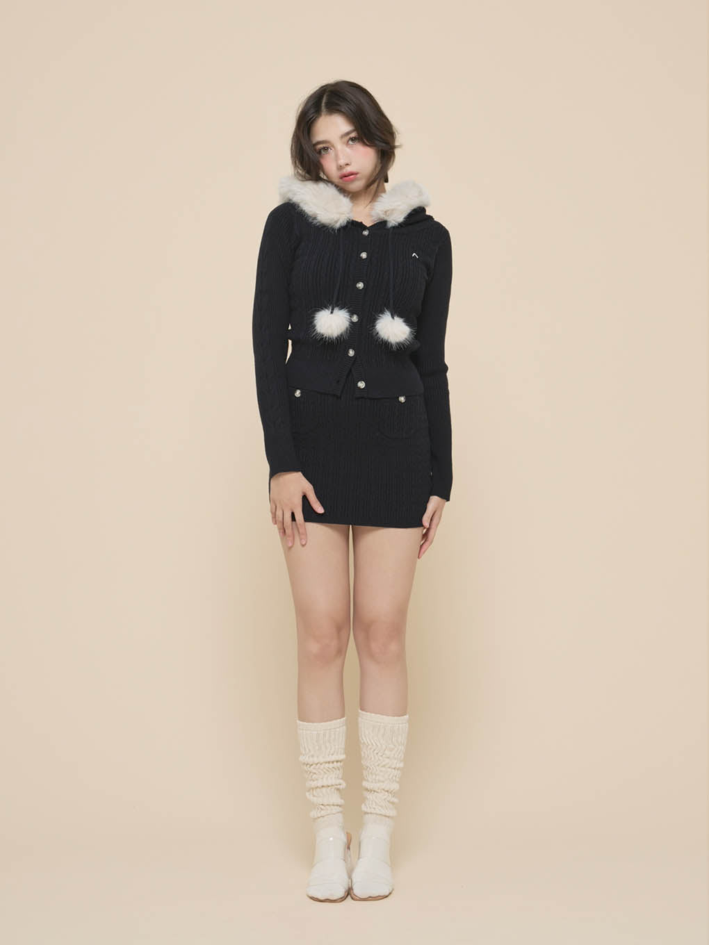 Reo fur knit set up