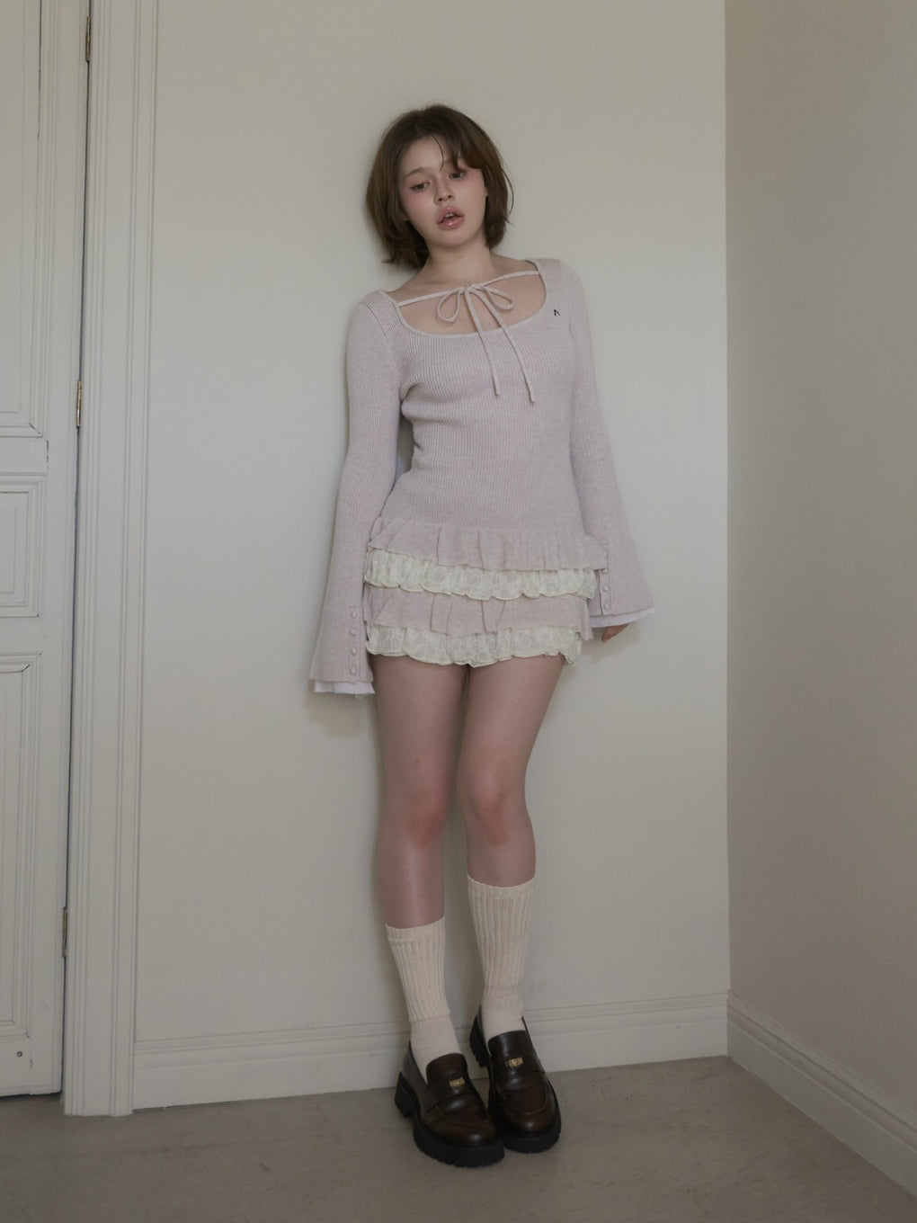 Aletta frill mini dress