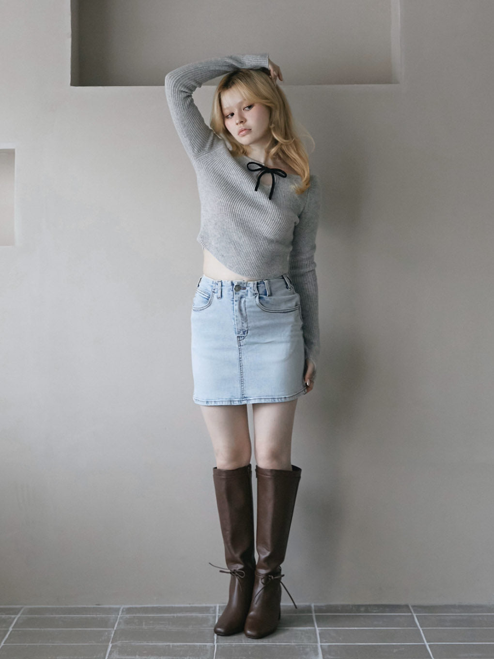 Heart hip denim skirt