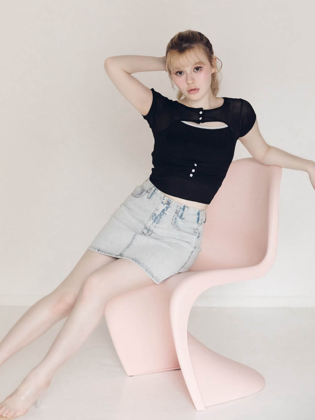 Elf button knit tops