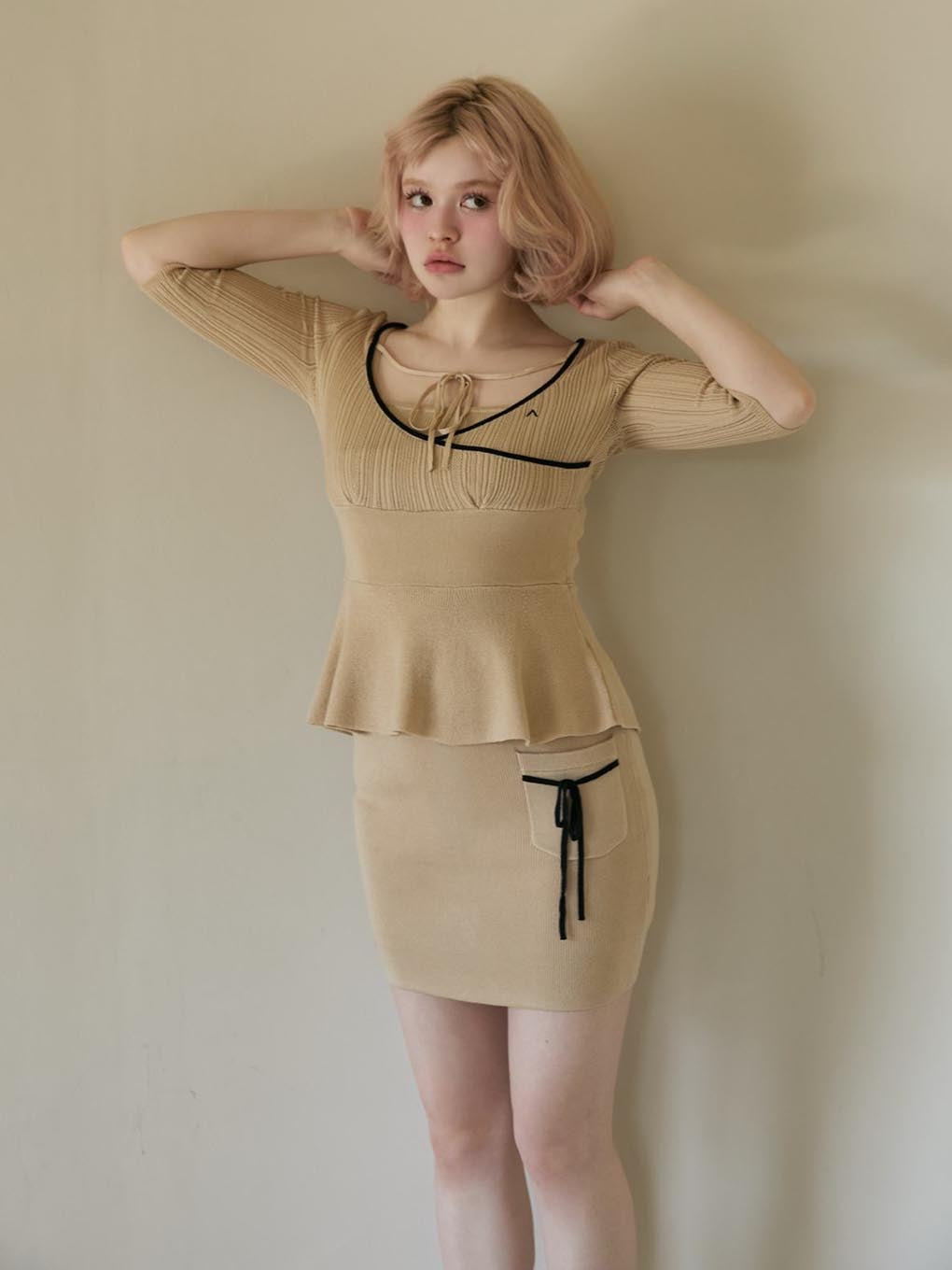 Peplum crochet knit set up