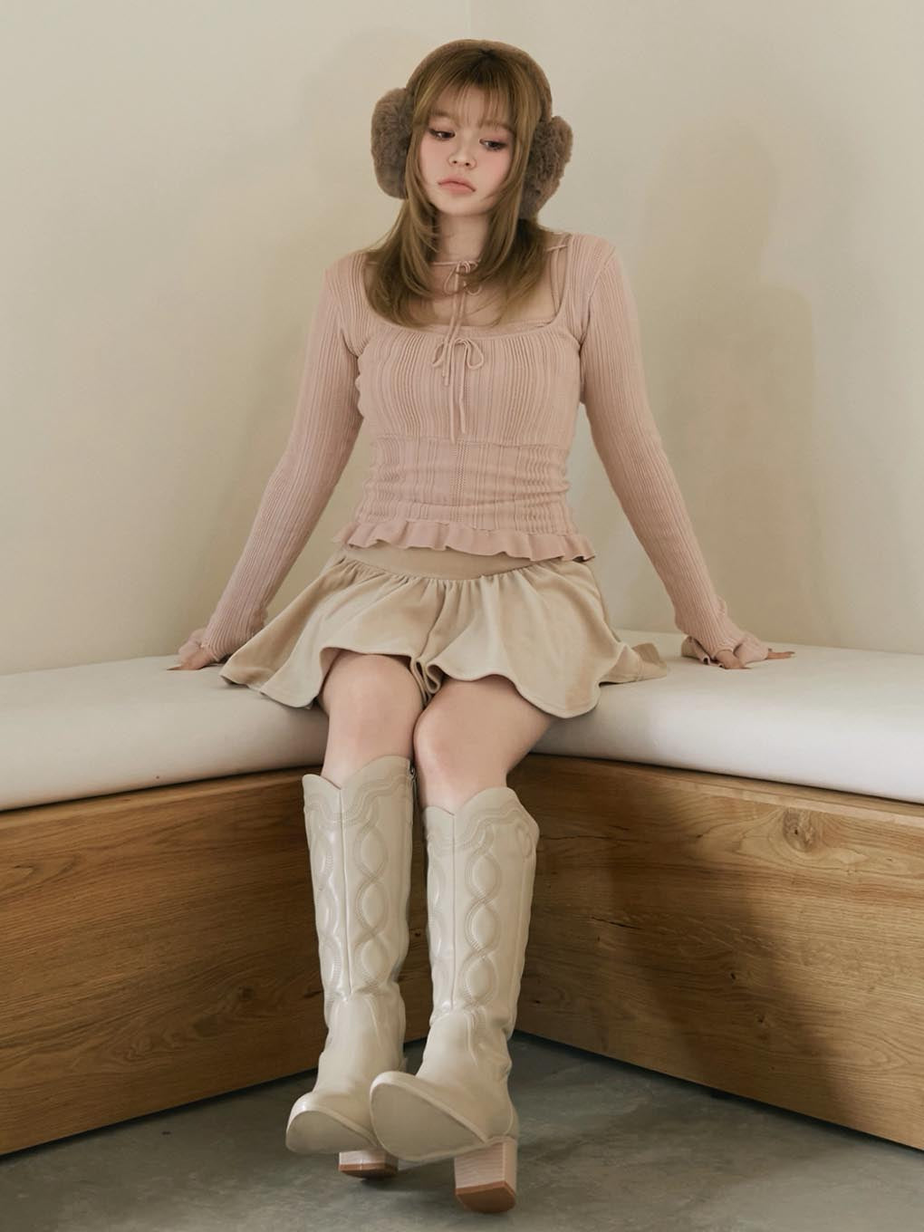 Crochet frill knit tops