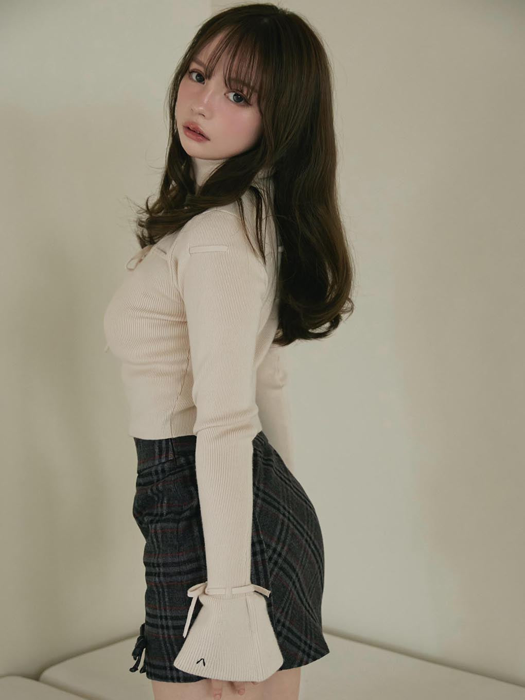 Monica check mini skirt