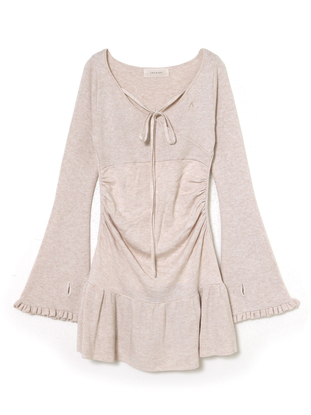 【andmary】 Fleur knit mini dress ベージュファッション