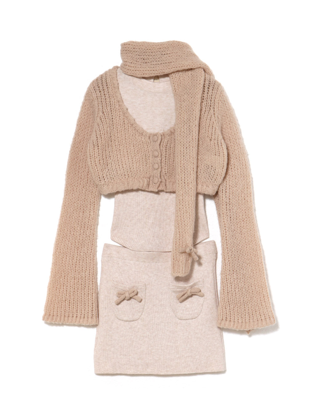 Zoff muffler knit set up